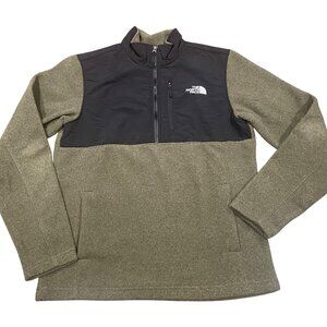 The North Face Denali 1/4 Zip Fleece Pullover Men's Sz S Olive Green Black